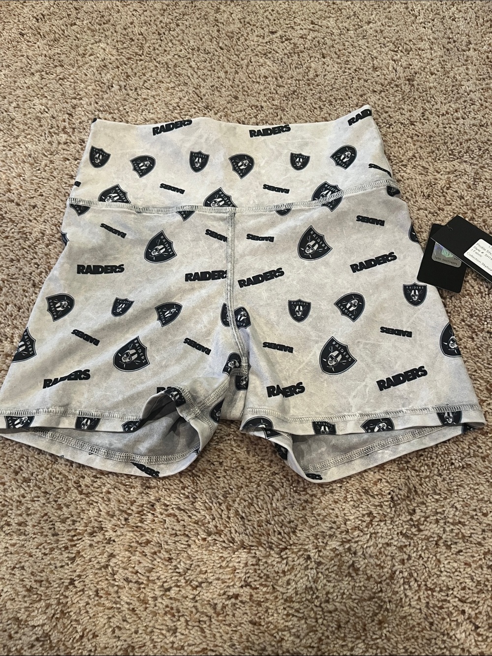 Gray Las Vegas Raiders Logo High-Waist Bike Shorts